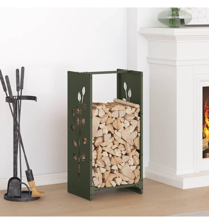 Portant de bois chauffage vert olive 40x30x80 cm | Mobilier & Déco