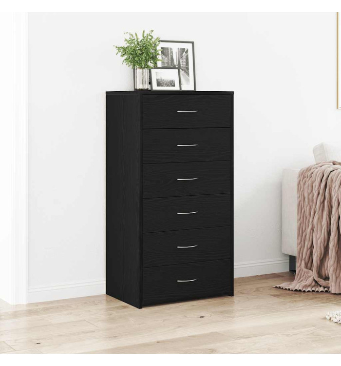 Buffet avec 6 tiroirs Chêne noir 50x34x96 cm Bois d'ingénierie | Mobilier & Déco