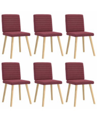 Chaises à manger lot de 6 rouge bordeaux tissu | Mobilier & Déco