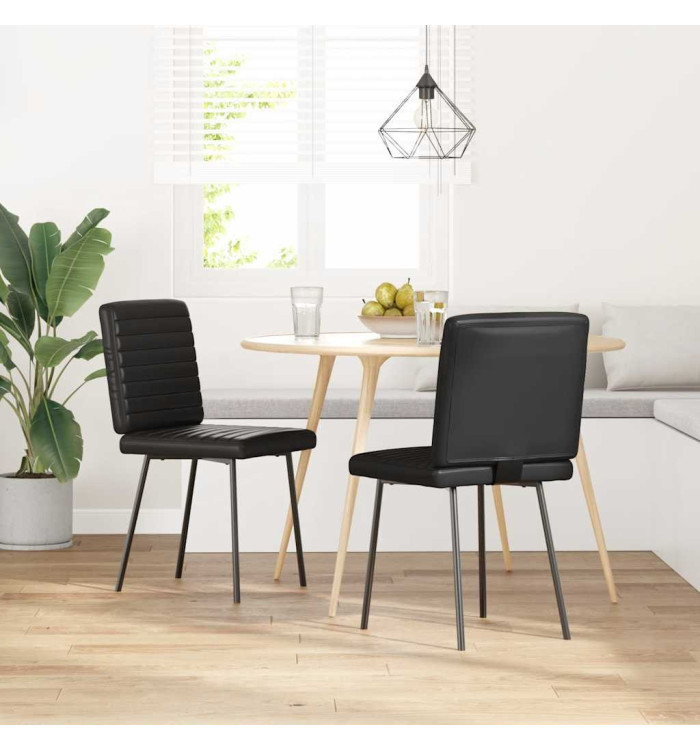 Chaises à manger lot de 2 noir similicuir | Mobilier & Déco