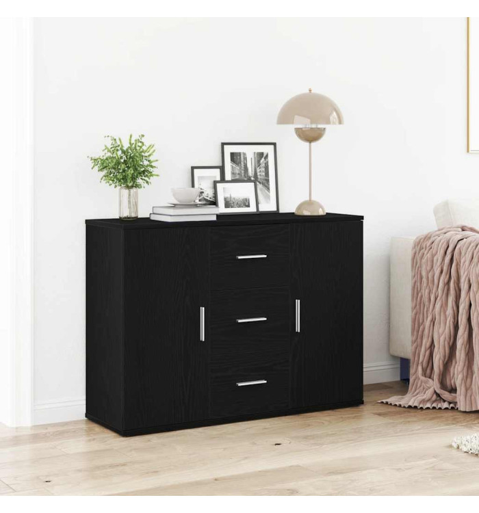 Buffet chêne noir 91x29,5x65 cm bois d'ingénierie | Mobilier & Déco