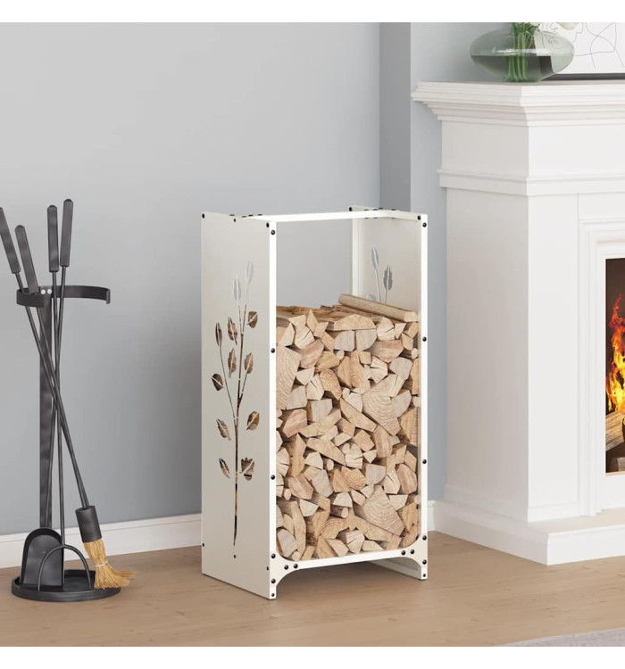 Portant de bois chauffage blanc 40x30x80 cm | Mobilier & Déco