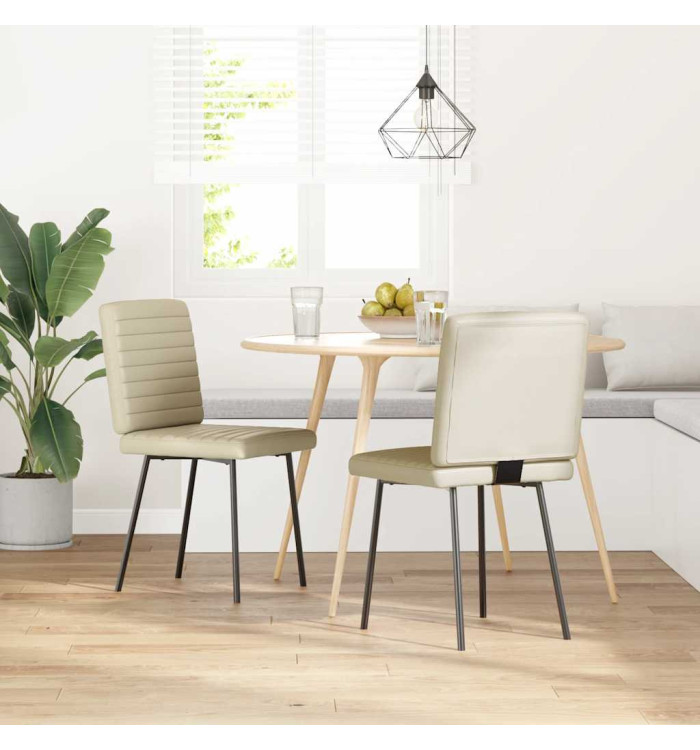 Chaises à manger lot de 2 crème similicuir | Mobilier & Déco