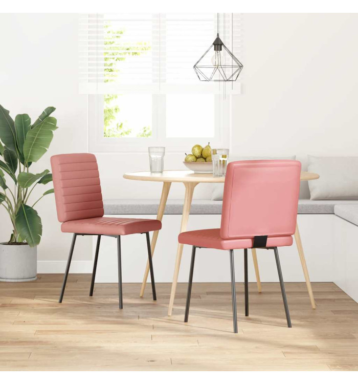 Chaises à manger lot de 2 rose similicuir | Mobilier & Déco