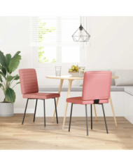 Chaises à manger lot de 2 rose similicuir | Mobilier & Déco