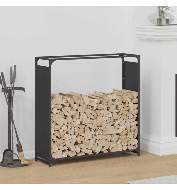 Portant de bois chauffage noir 90x28x90 cm | Mobilier & Déco