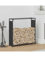 Portant de bois chauffage noir 90x28x90 cm | Mobilier & Déco