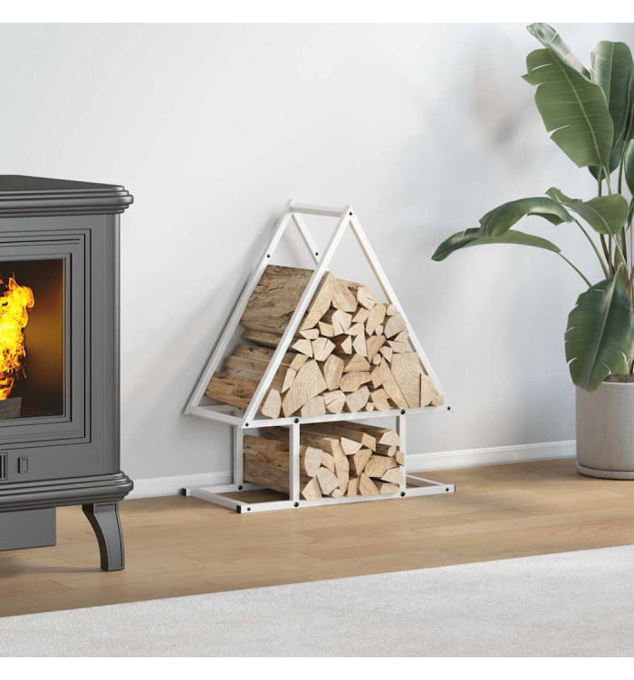 Portant de bois chauffage blanc 50x25x60 cm | Mobilier & Déco