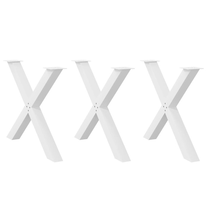 Pieds de table à manger en forme de X, 3 pièces, blanc, 90 x (72-73) cm, acier | Mobilier & Déco