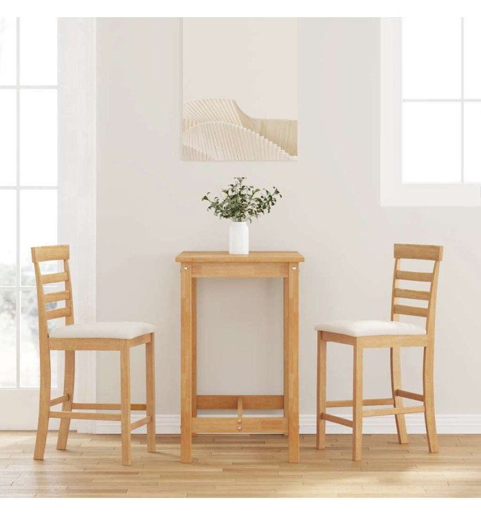 Tabourets de bar avec coussins 2pcs naturel bois massif d'hévéa | Mobilier & Déco