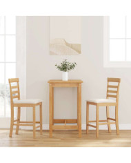 Tabourets de bar avec coussins 2pcs naturel bois massif d'hévéa | Mobilier & Déco