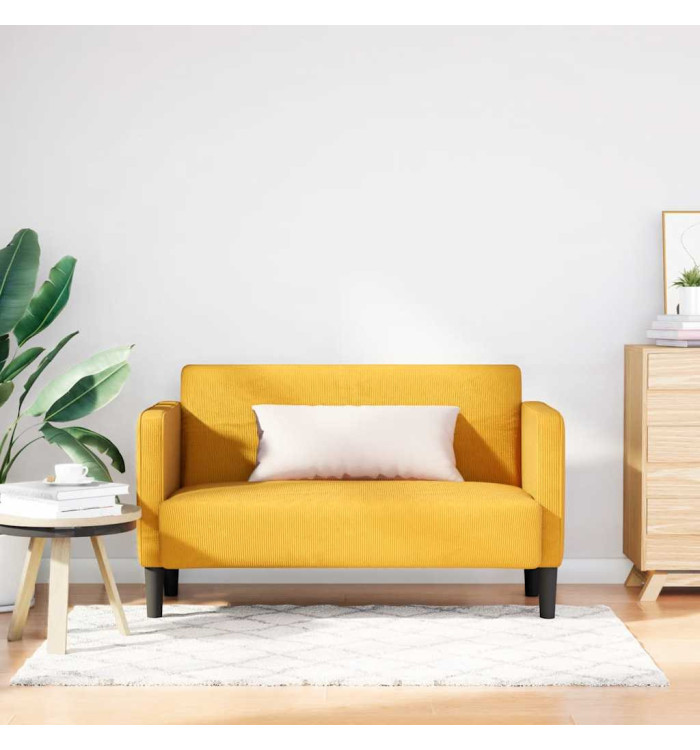 Canapé causeuse jaune clair 109 cm tissu velours côtelé | Mobilier & Déco