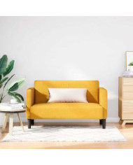 Canapé causeuse jaune clair 109 cm tissu velours côtelé | Mobilier & Déco