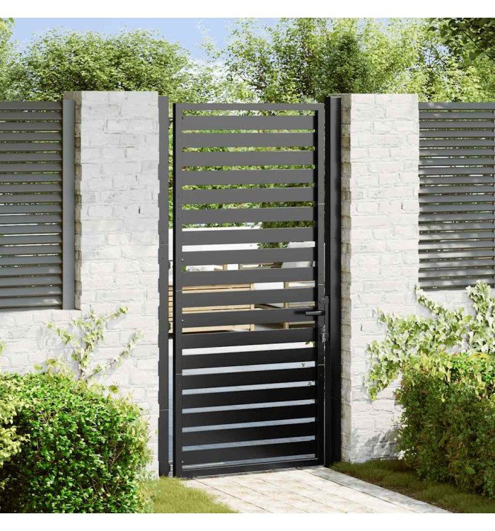 Portail de jardin verrouillable noir 100x180 cm aluminium | Mobilier & Déco