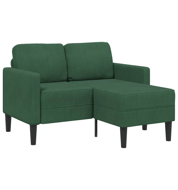 Canapé 2 places avec méridienne en L vert jungle 125 cm lin | Mobilier & Déco