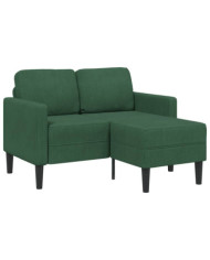Canapé 2 places avec méridienne en L vert jungle 125 cm lin | Mobilier & Déco