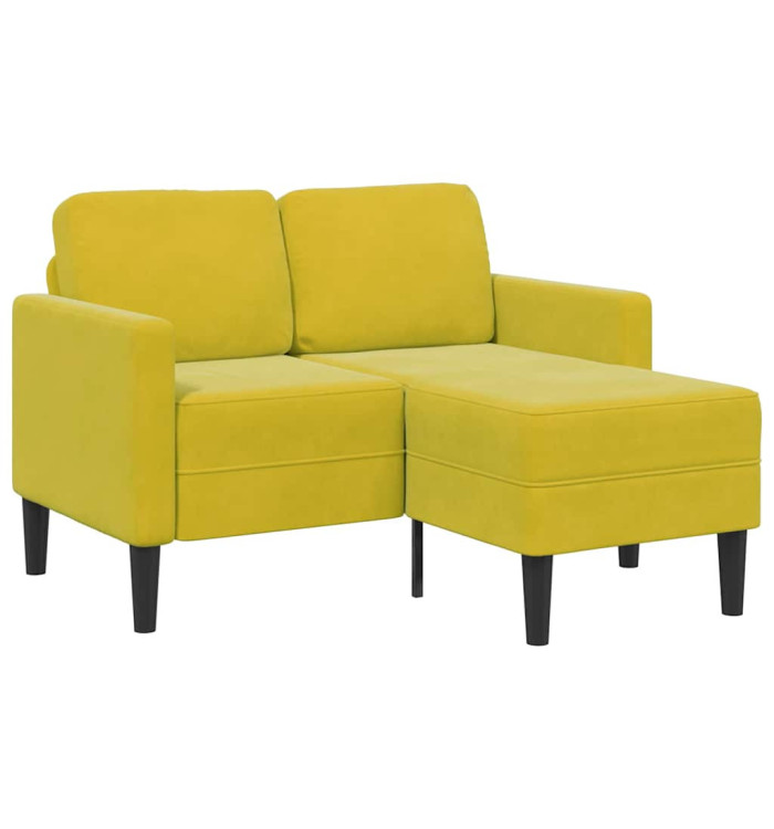 Canapé 2 places avec méridienne en L jaune 125 cm velours | Mobilier & Déco