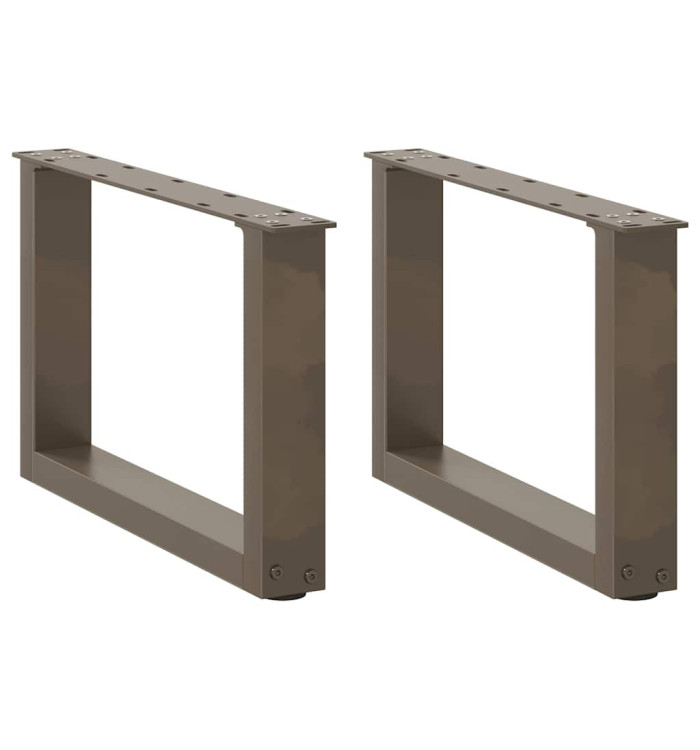 Pieds de table basse en U, 2 pièces, acier naturel, 50 x (30-31) cm | Mobilier & Déco