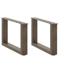 Pieds de table basse en U, 2 pièces, acier naturel, 50 x (30-31) cm | Mobilier & Déco