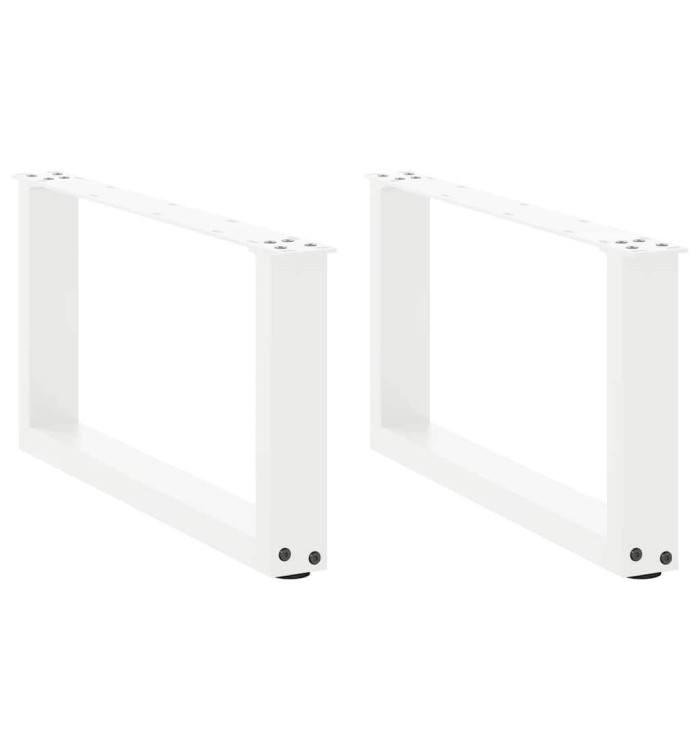 Pieds de table basse en U 2 pièces Blanc 70 x (30-31) cm Acier | Mobilier & Déco