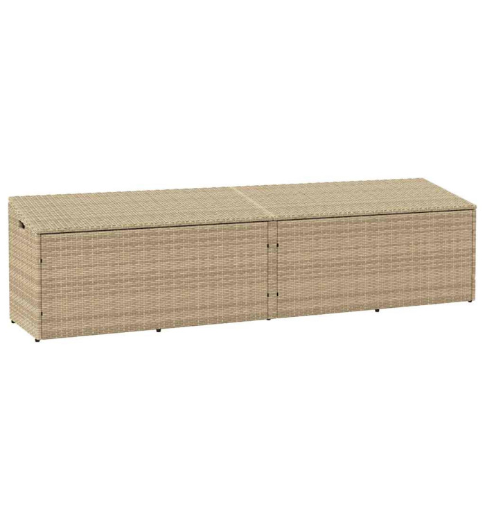 Boîte de rangement de jardin beige 220x50x58 cm résine tressée | Mobilier & Déco