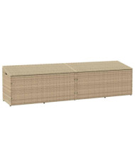 Boîte de rangement de jardin beige 220x50x58 cm résine tressée | Mobilier & Déco