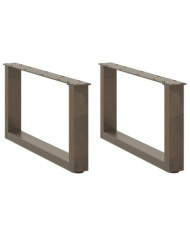 Pieds de table basse en U, 2 pièces, acier naturel, 70 x (30-31) cm | Mobilier & Déco