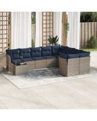 Salon de jardin 10 pcs avec coussins gris résine tressée | Mobilier & Déco