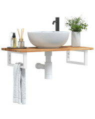 Étagère de vasque murale acier et bois massif d'acacia | Mobilier & Déco