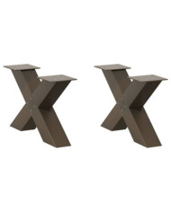 Pieds de table basse en forme de X, 2 pièces, acier naturel, 60 x (30-31) cm | Mobilier & Déco