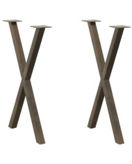 Pieds de table à manger en forme de X, 2 pièces, acier naturel, 60 x (72-73) cm | Mobilier & Déco
