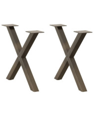 Pieds de table basse en forme de X, 2 pièces, acier naturel, 60 x (42-43) cm | Mobilier & Déco