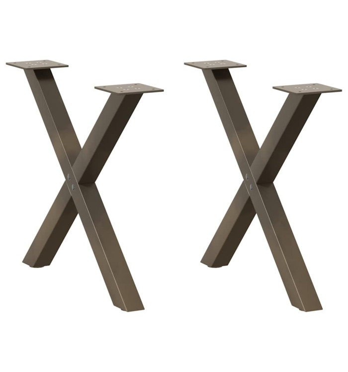 Pieds de table basse en forme de X, 2 pièces, acier naturel, 50 x (42-43) cm | Mobilier & Déco