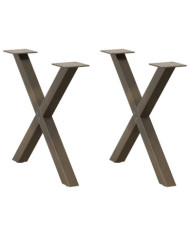 Pieds de table basse en forme de X, 2 pièces, acier naturel, 50 x (42-43) cm | Mobilier & Déco