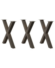 Pieds de table à manger en forme de X, 3 pièces, acier naturel, 80 x (72-73) cm | Mobilier & Déco