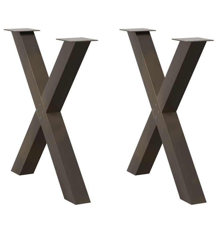 Pieds de table à manger en forme de X, 2 pièces, acier naturel, 80 x (72-73) cm | Mobilier & Déco