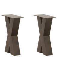 Pieds de table basse en forme de X, 2 pièces, acier naturel, 38 x (42-43) cm | Mobilier & Déco
