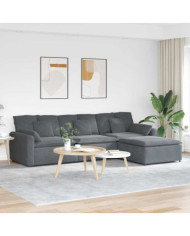 Canapé modulaire avec repose-pieds et coussins gris foncé | Mobilier & Déco