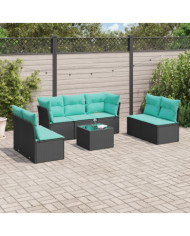 Salon de jardin 8 pcs avec coussins noir résine tressée | Mobilier & Déco