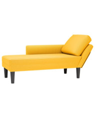 Chaise longue avec coussin jaune clair tissu en velours côtelé | Mobilier & Déco
