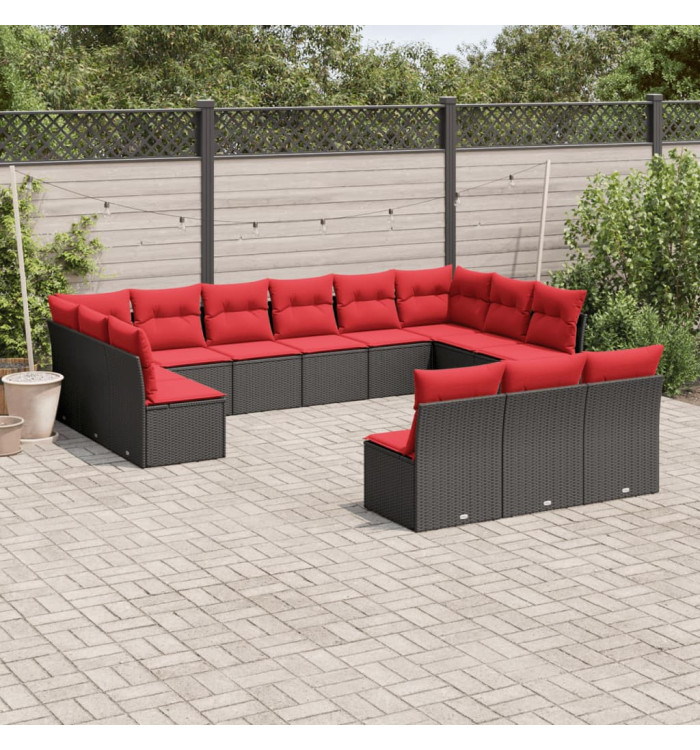 Salon de jardin avec coussins 13 pcs marron résine tressée | Mobilier & Déco