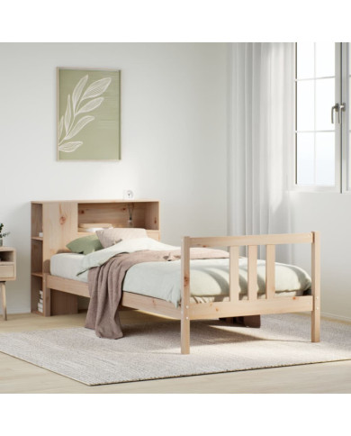 Lit bibliothèque sans matelas 75x190 cm bois de pin massif | Mobilier & Déco