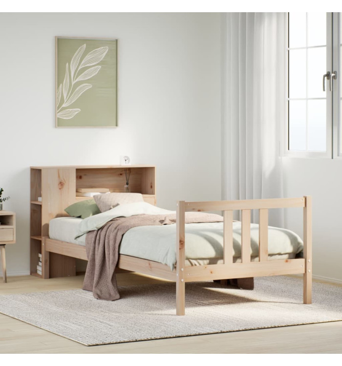 Lit bibliothèque sans matelas 75x190 cm bois de pin massif | Mobilier & Déco
