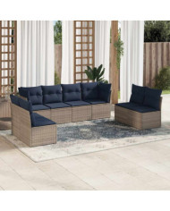 Salon de jardin avec coussins 13 pcs gris résine tressée | Mobilier & Déco