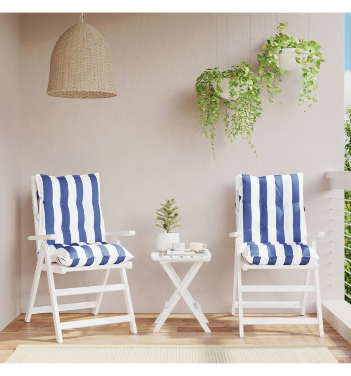 Coussins de chaise à dossier bas lot de 2 rayures bleu/blanc | Mobilier & Déco