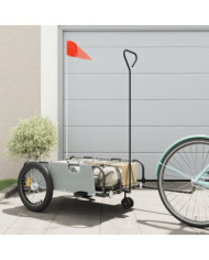 Remorque de vélo gris et noir tissu oxford et fer | Mobilier & Déco