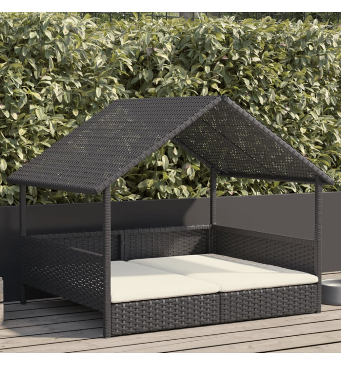 Niche pour chien avec coussin résine tressée | Mobilier & Déco