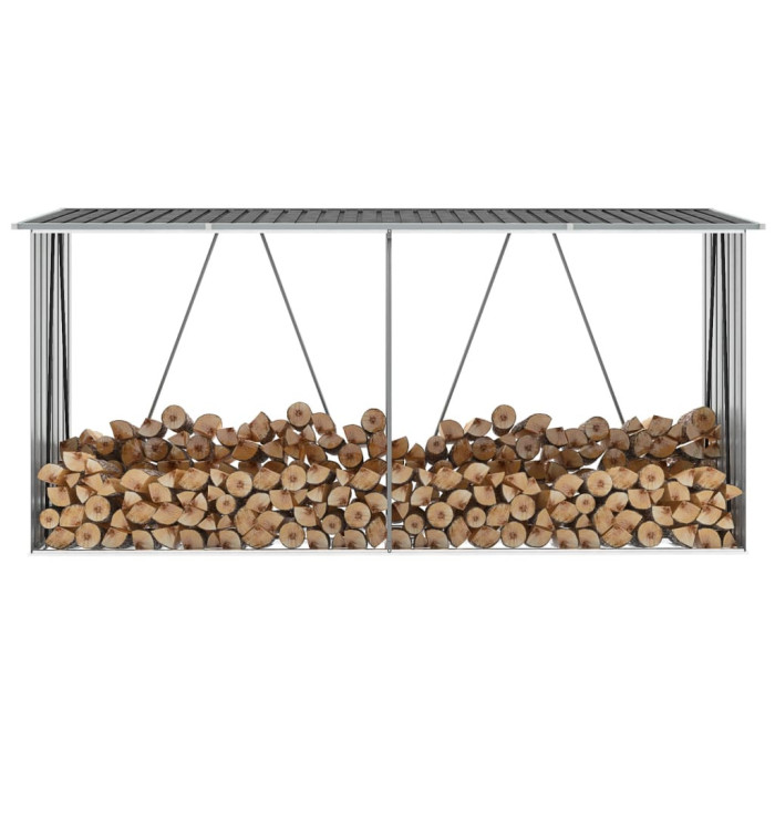 Abri de stockage à bois Acier galvanisé 330x84x152cm Anthracite | Mobilier & Déco