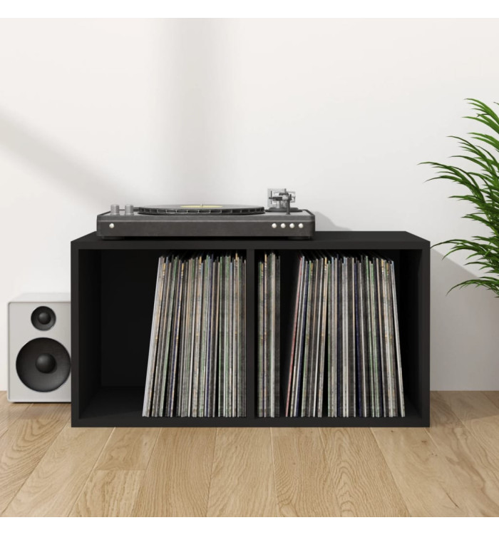 Boîte de rangement de vinyles Noir 71x34x36cm Bois d'ingénierie | Mobilier & Déco