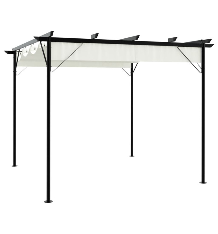 Pergola avec toit rétractable Blanc crème 3 x 3 m Acier | Mobilier & Déco